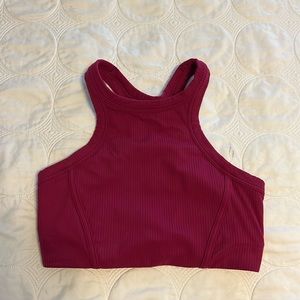 Lululemon Ribbed Nulu High Neck Yoga Bra B/C Cup in Magenta Purple Size 6 EUC